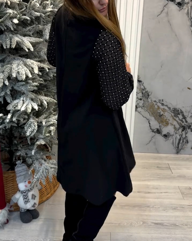 Klänning Glittrande Lappverk Rund Halsringning