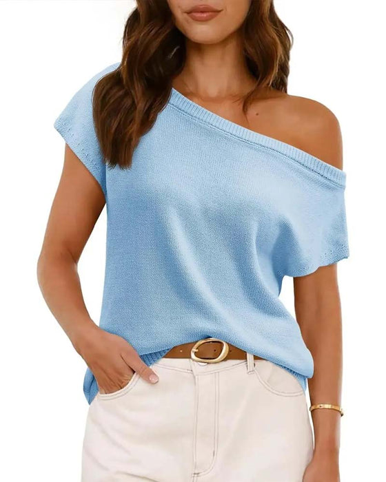 Pullover Off-Shoulder Kort Ärm