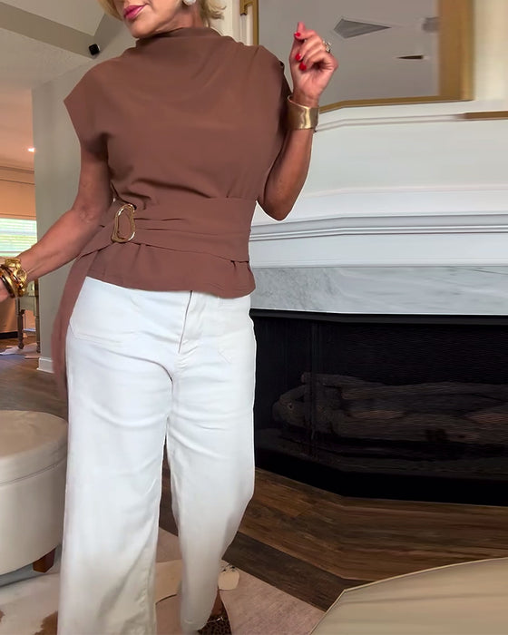 Figursyddad Enfärgad Blus