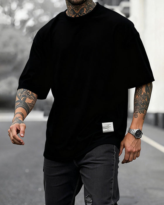 T-Shirts Rundhals Lös Vävd Etikett