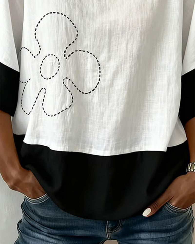 Topp Färgblock Blommig