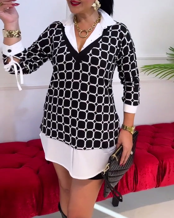 Topp Krage Rutigt Tryck