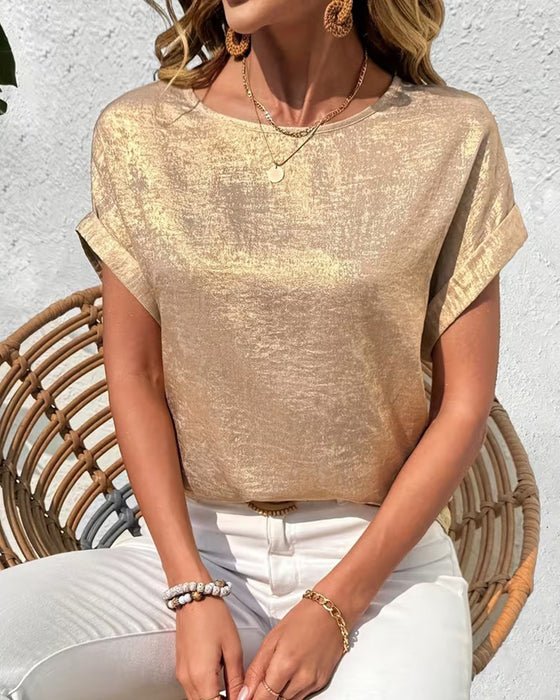 T-Shirt Enfärgad Kortärmad Lös