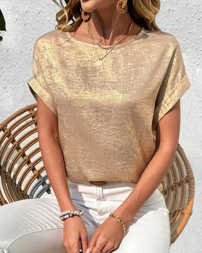 T-Shirt Enfärgad Kortärmad Lös