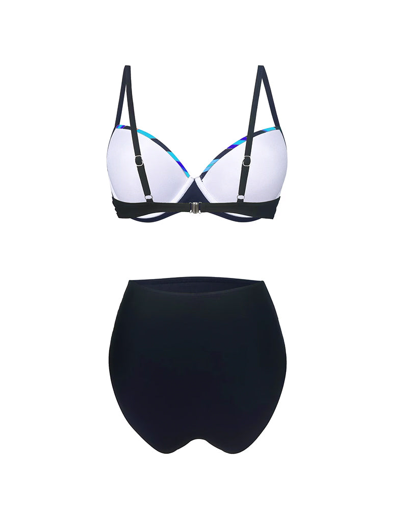 Bikini Regnbågsrandig Färgblockerad Tvådelad Tryckt