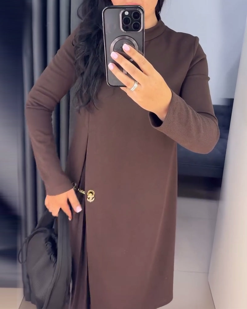 Elegant Klänning Med Målad Lapptäckt