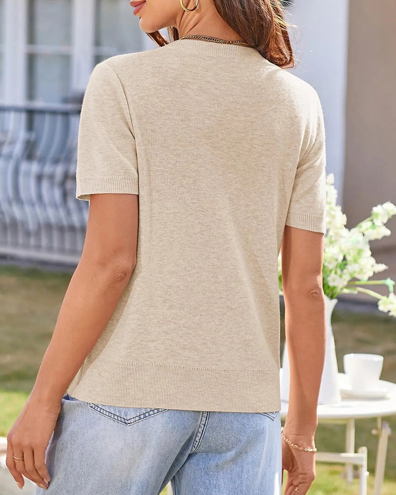 Cardigan Kort Ärm V-Hals