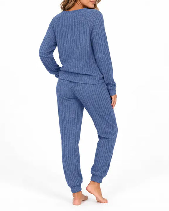 Kostym Henley Krage Randig Stickad