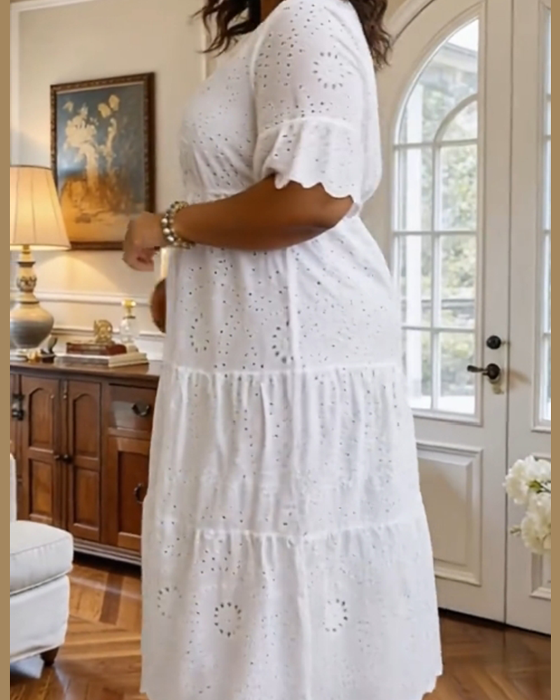 Klänning Fransk Stil Håltomning Elegant