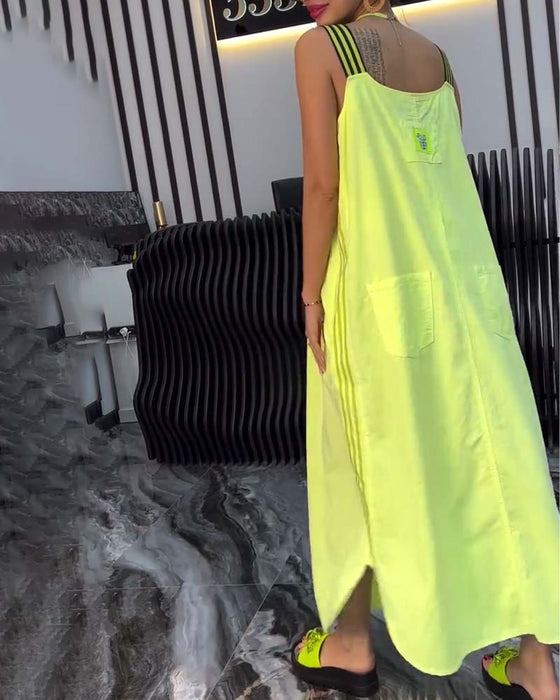 Klänning Med Spliced Hängslen Lös