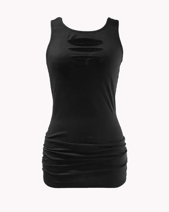 Tank Top U-Hals Ärmlös Hollow Out