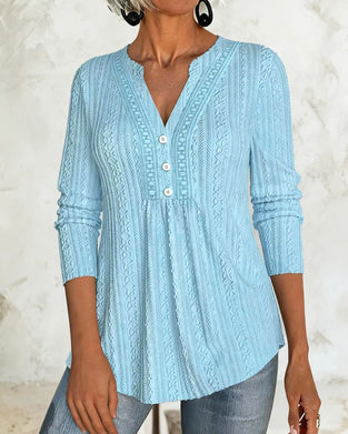 Blus Solid Knapp Casual