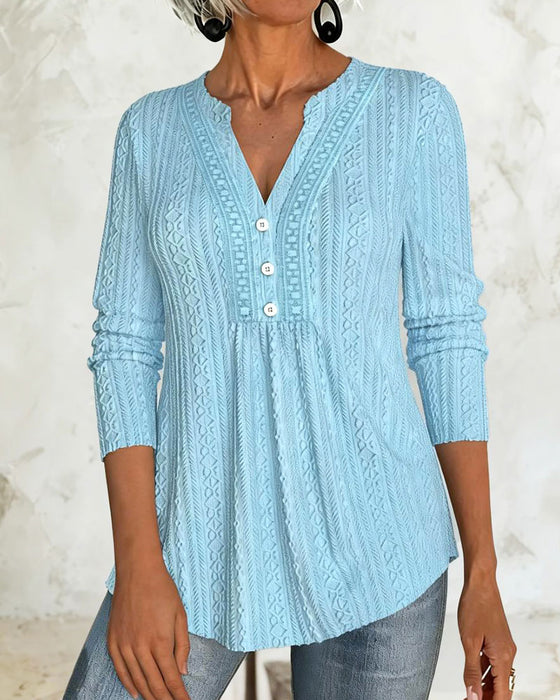Blus Solid Knapp Casual