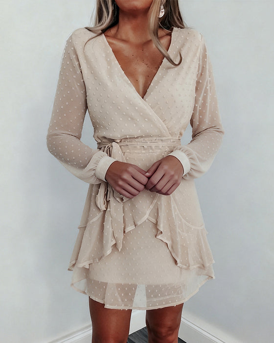 Klänning V-Ringning Tredimensionell Blomma Allmatch