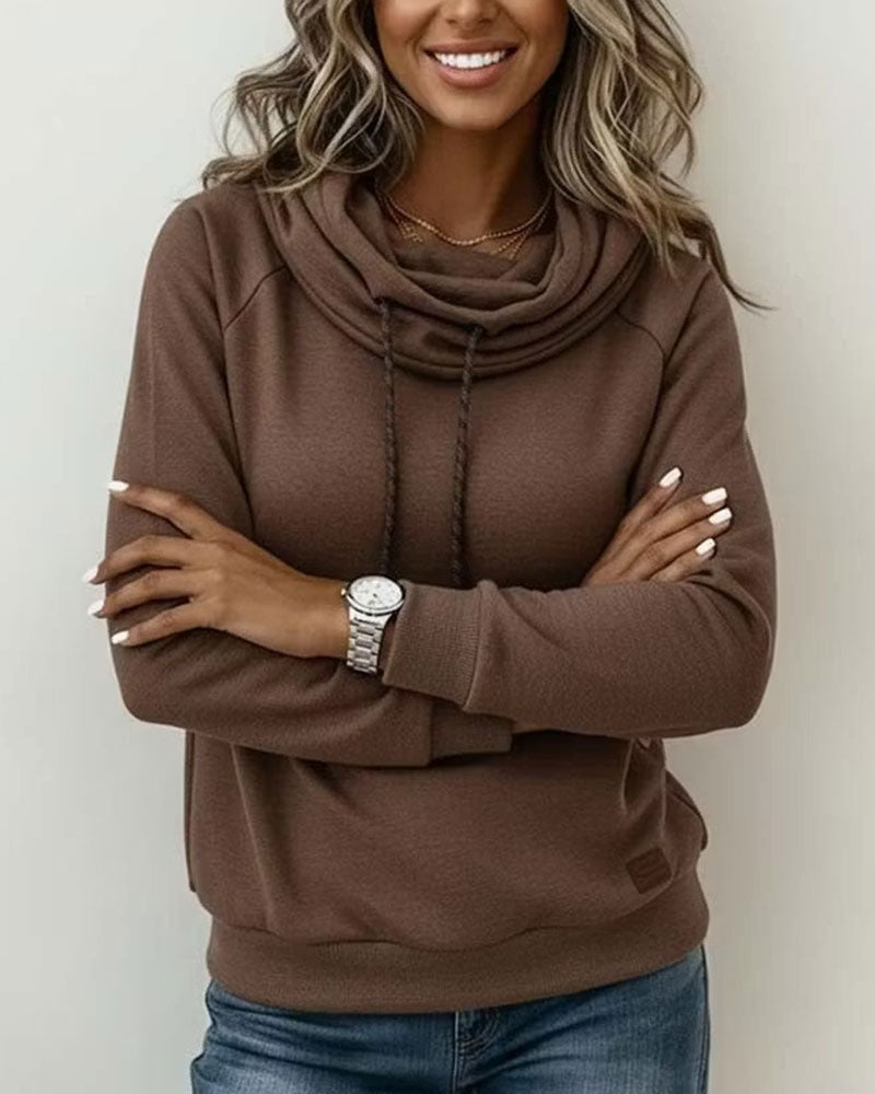 Sweatshirt Mock Hals Knytning Casual Pullover
