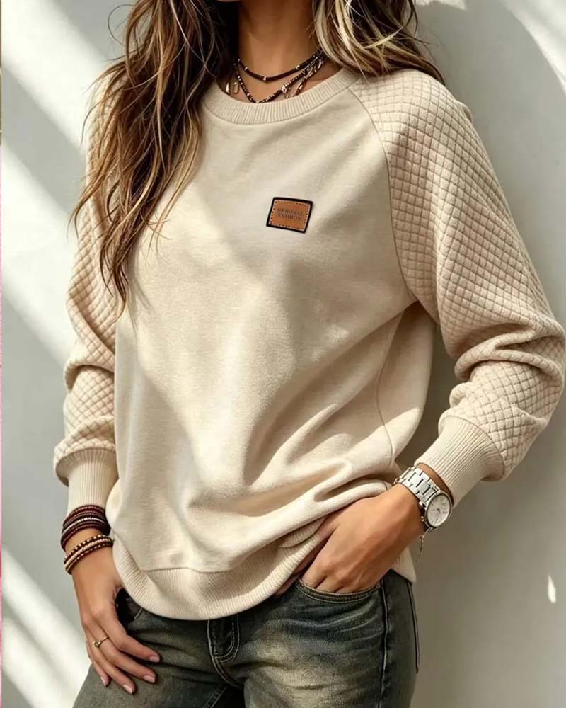 Sweatshirt Rundhalsad Argyle Raglanärm Pullover