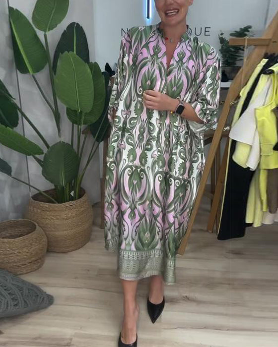 Klänning Puffärm Paisley