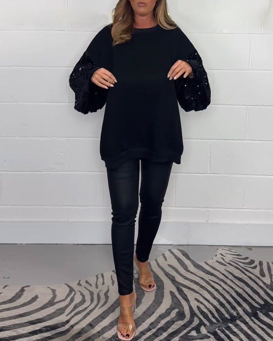 Rund halsad långärmad casual sweatshirt med tröja