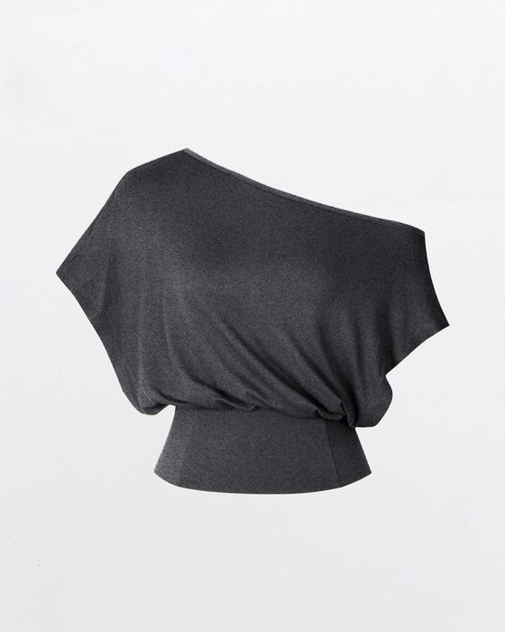 T-Shirt Asymmetrisk Fåll Åtsittande Fladdermus