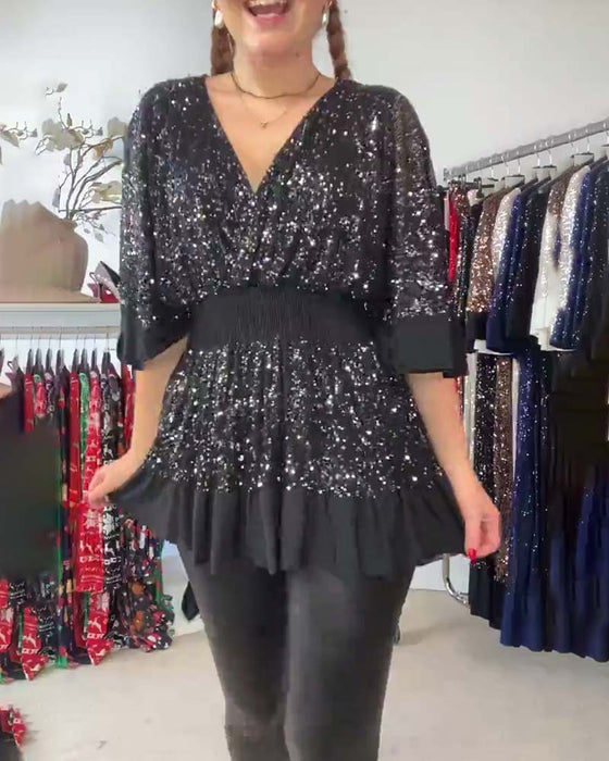 V-ringad mode blus med smal passform