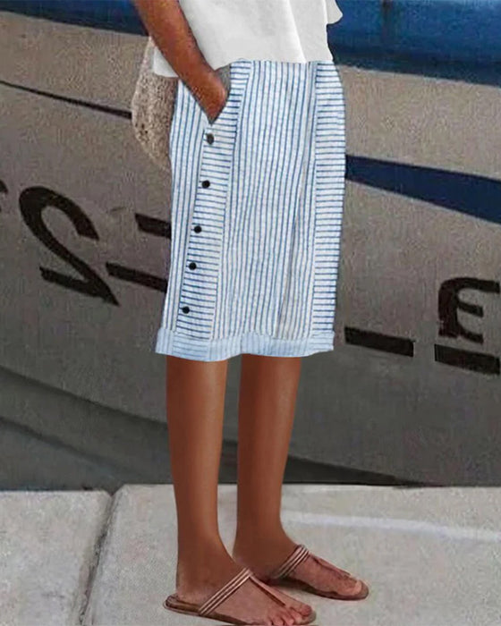 Shorts avslappnad randig ficka