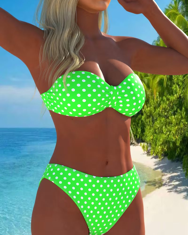 Bikini Bandeau Polkaprickig Tryck