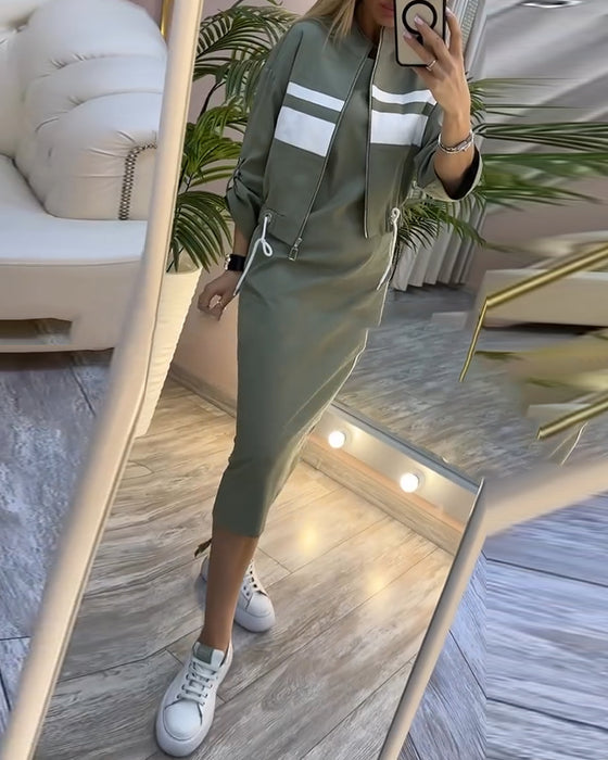 Set casual jacka ärmlös klänning