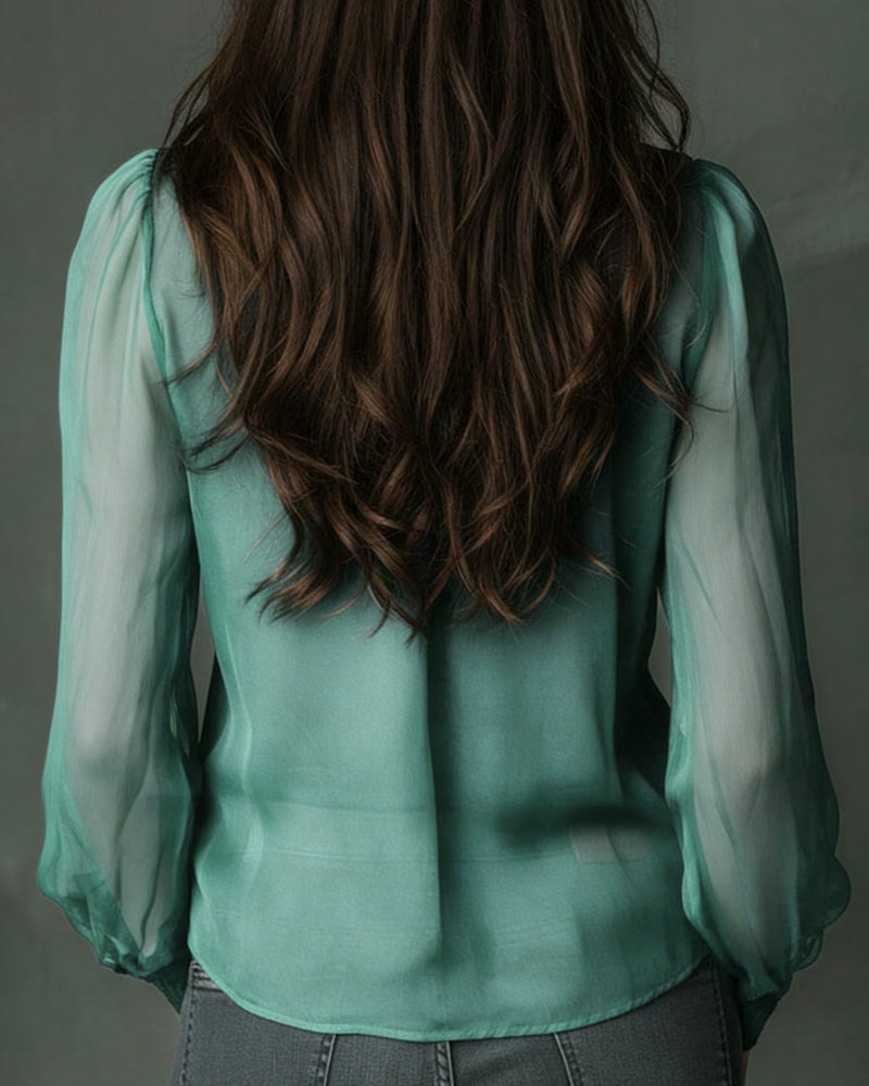 Blus Halv-blixtlås Nätlångärmad