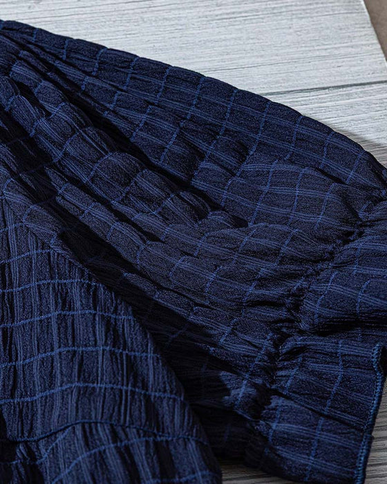 Blus Med Puffärm Och Rutmönster