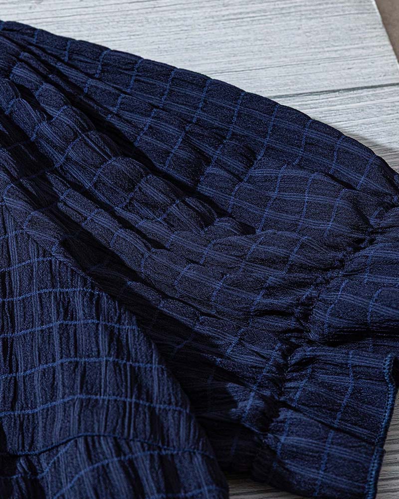 Blus Med Puffärm Och Rutmönster