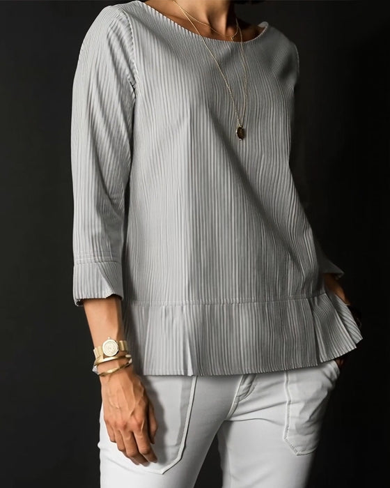 Topp Randig Runde Halsringning