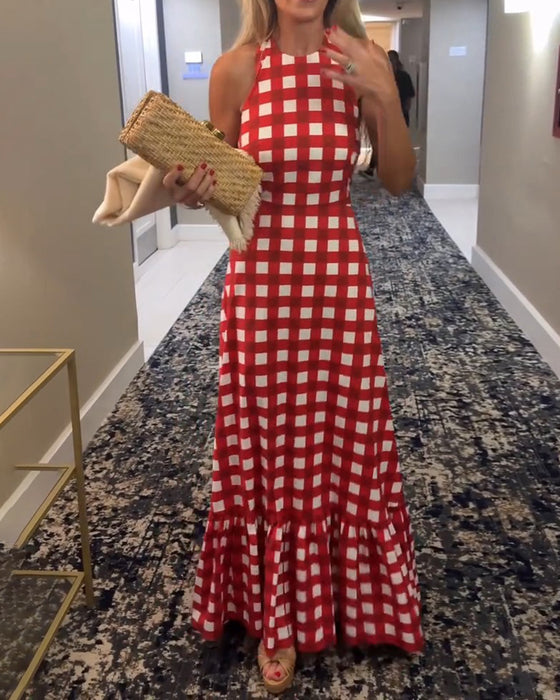 Klädning Avslappnad Ärmlös Rutig