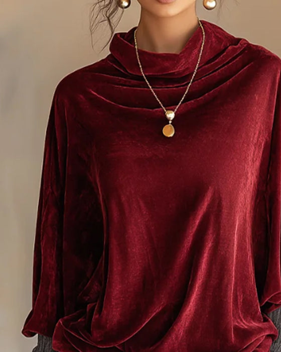 Blus Draperad Hals Casual