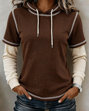 Hoodie Våffla Färgblock 2 I 1