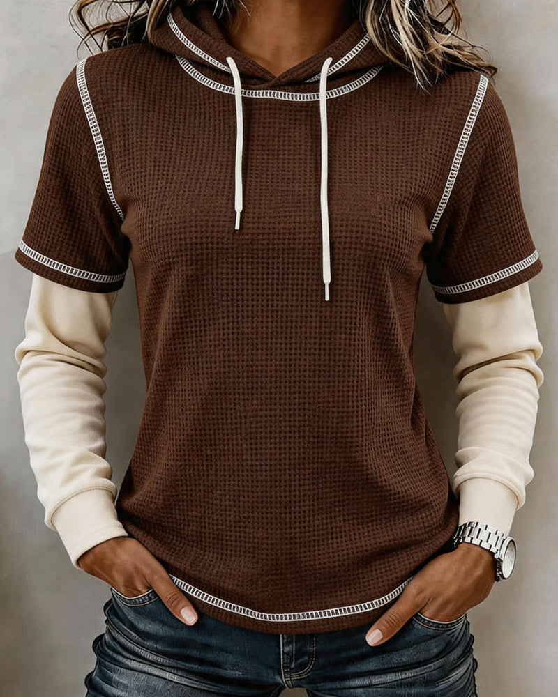Hoodie Våffla Färgblock 2 I 1