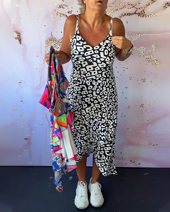 Patchwork cami-klänning med retrotryck