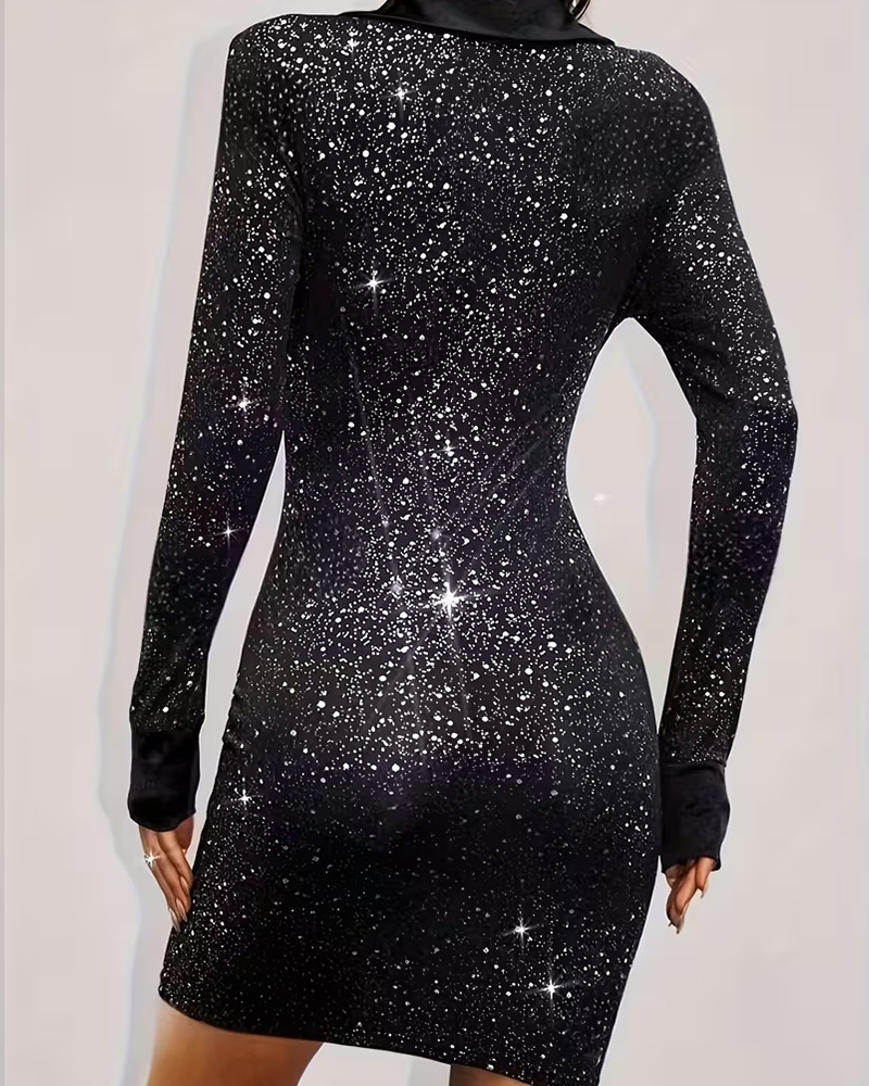 Klänning Kavajkrage Tryckt Fest