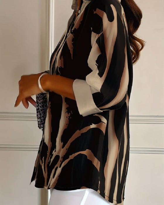 Blus Ståkrage Oregelbundet Tryckt