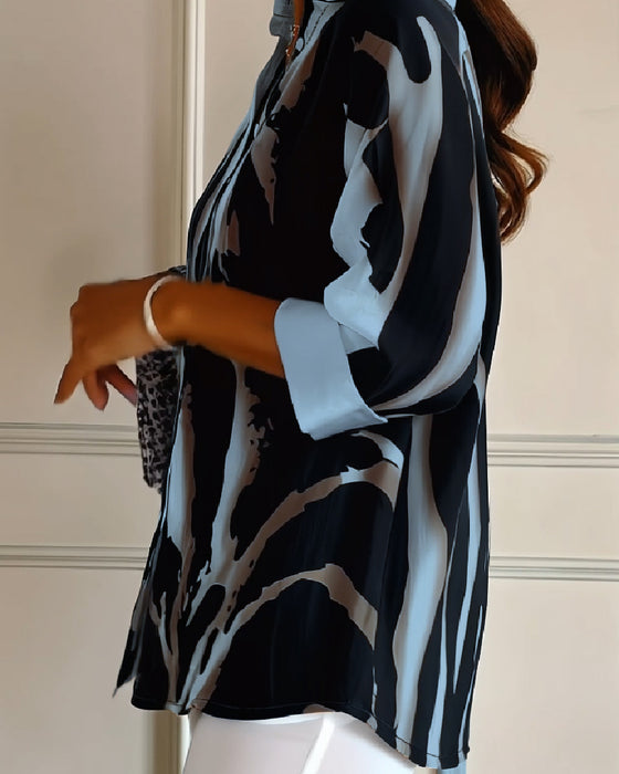 Blus Ståkrage Oregelbundet Tryckt