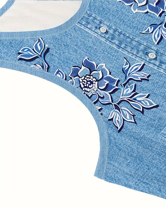 Klänning Ärmlös Imitation Denim