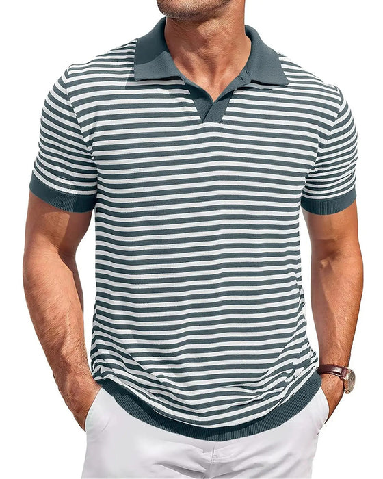 T-Shirt Polokrage Rand Färgblock