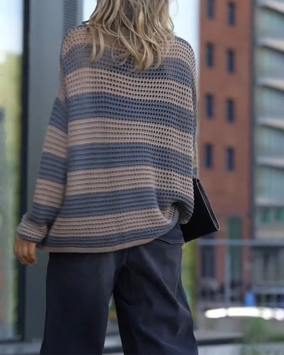 Pullover Rand Urskärning Stickad