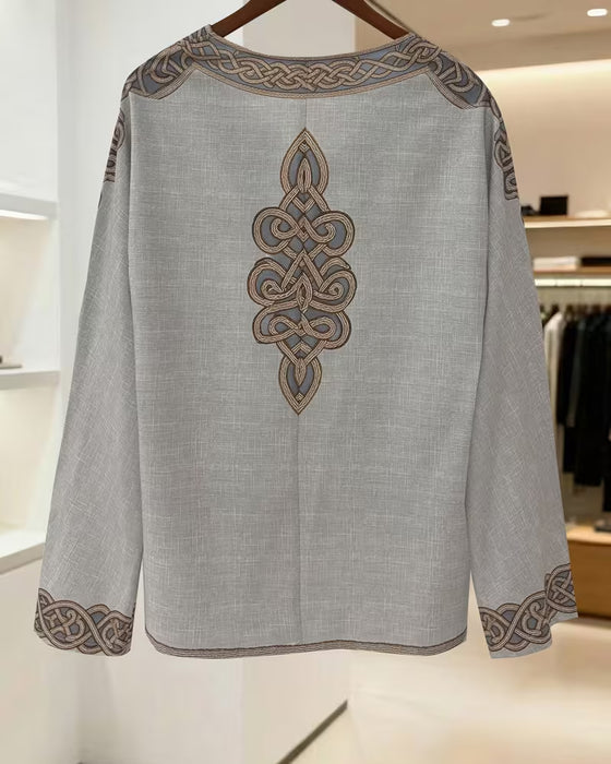 Blus V-Hals Linje Kontrast Patchwork