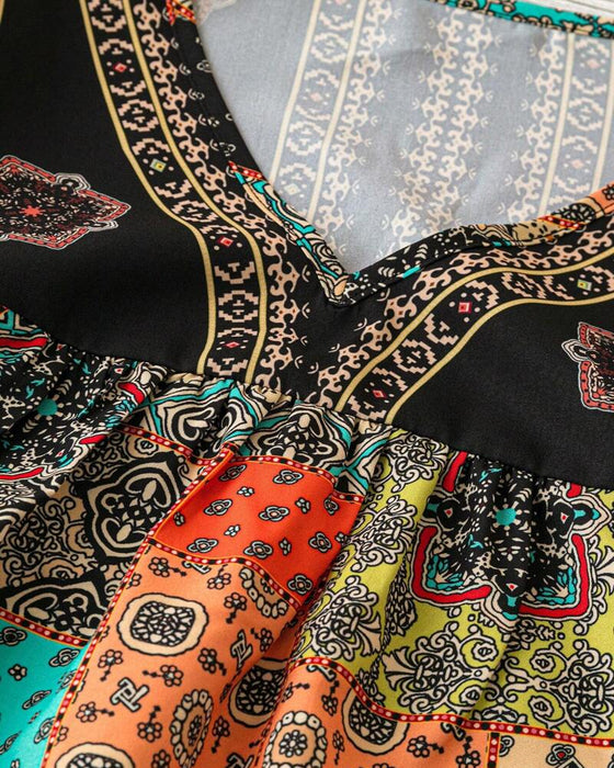 Plissad T-shirt Med Vintage-Mönster