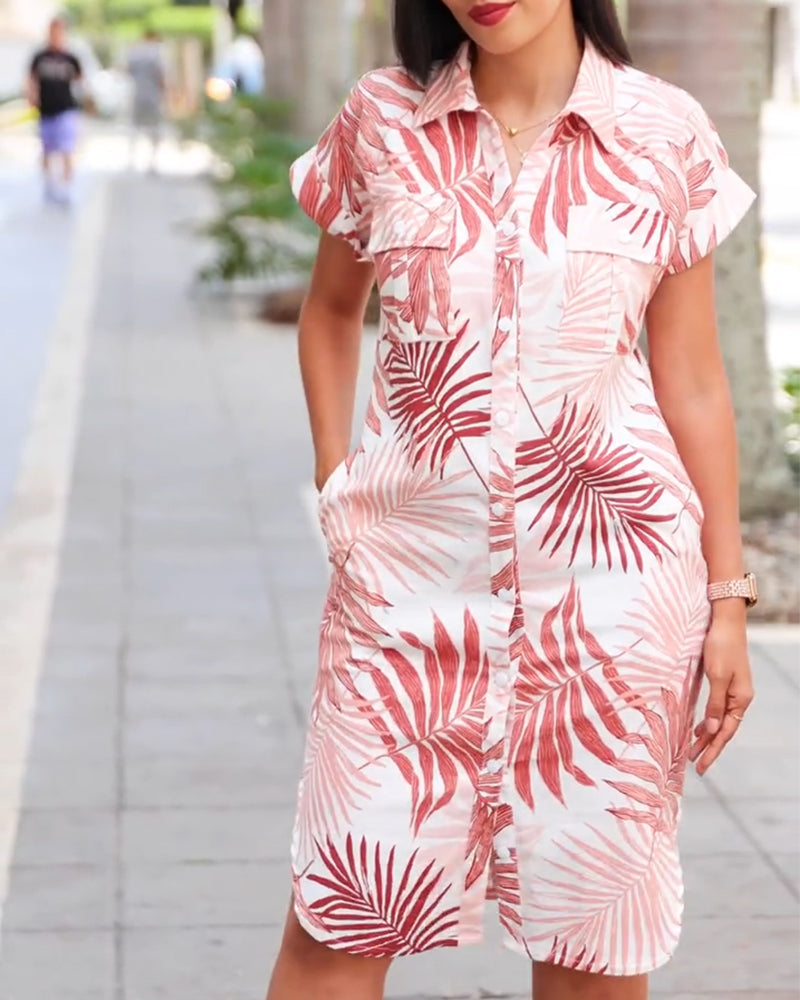 Klänning Krageblad Kortärmad Skjorta