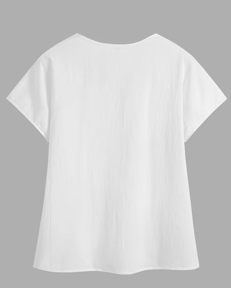 Blusa Utskärning Peter Pan-Krage Kort Ärm