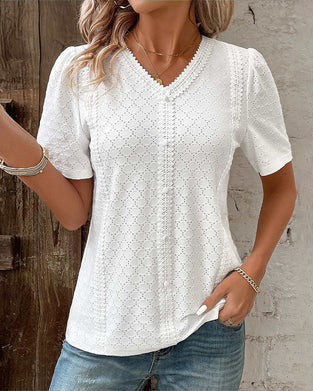 Bubbelärmad enfärgad topp