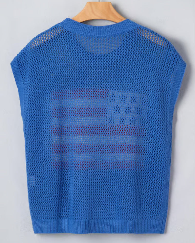 Pullover Flagga Mönster Crewneck