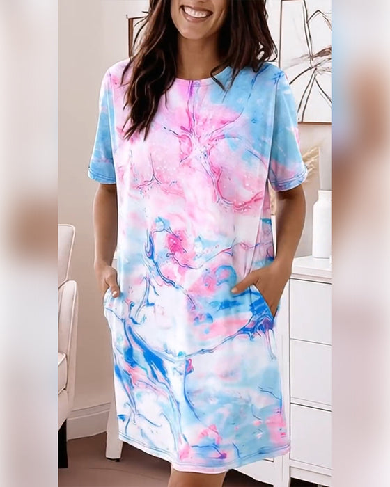 Klänningar Tie-Dye Vätska Tryck Lös