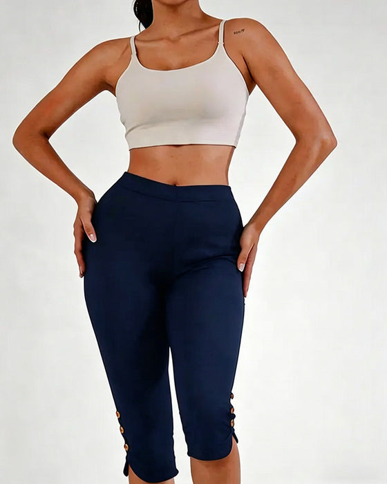 Leggings Enfärgad Slim-Fit Kapad